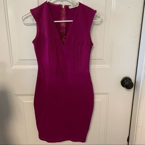 Fringe Anthropologie Dress Bodycon Magenta Sleeveless Sz S